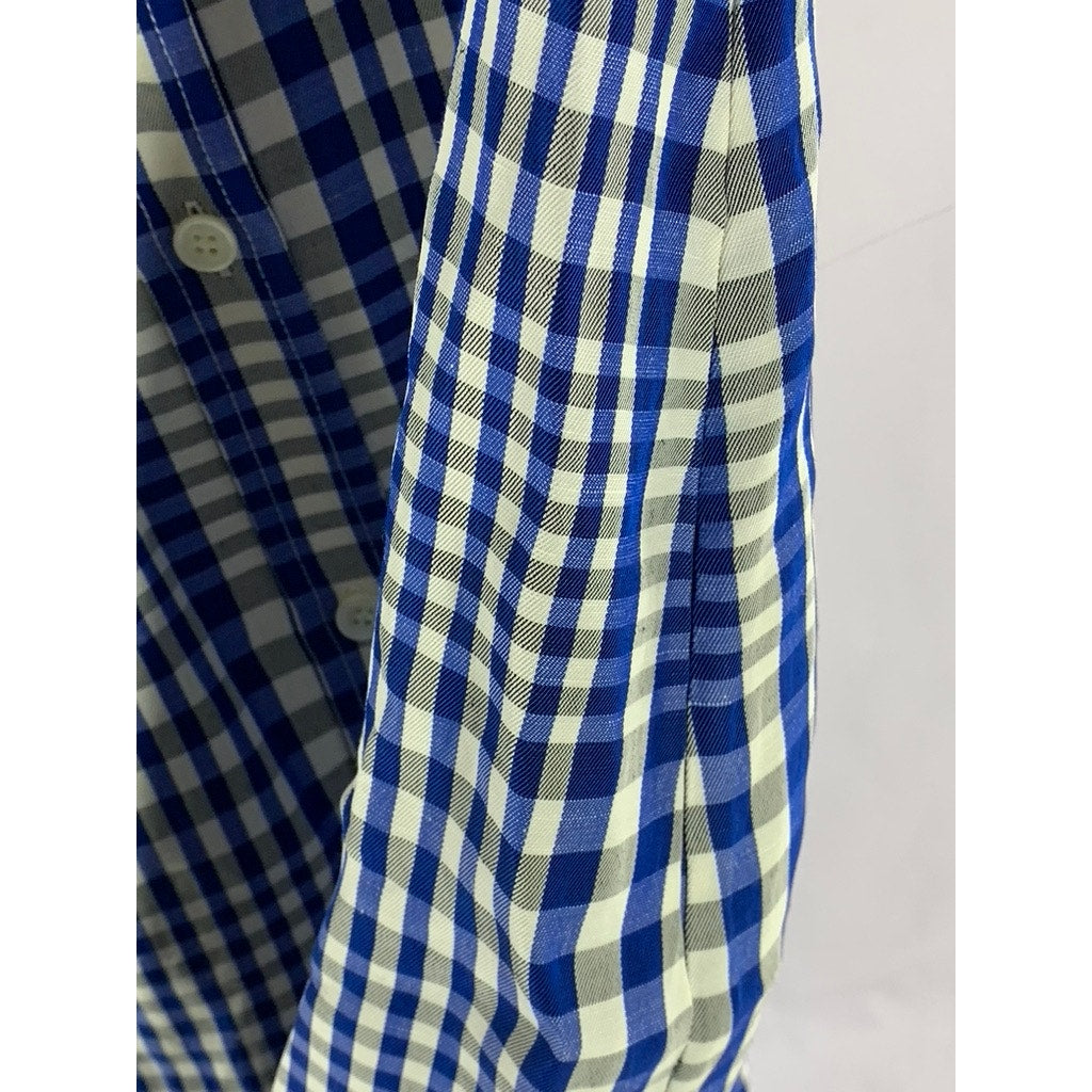 THEORY Women's Blue/White Mayvine Dillion Plaid Button-Up Shirtdress SZ 10