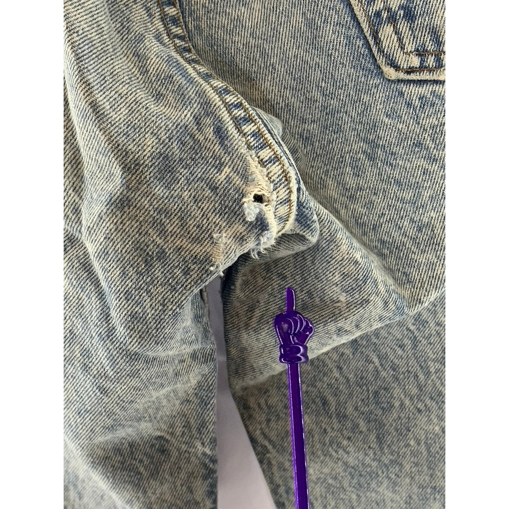 LEVI'S Men's Light Wash Distressed Denim Straight-Leg Five-Pocket Jean SZ 30X30