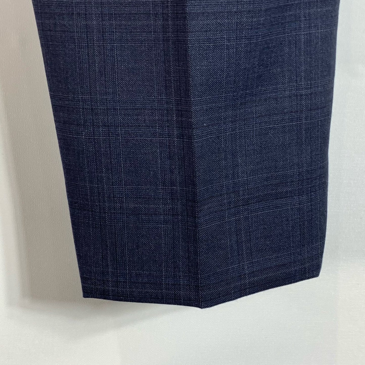 BEN SHERMAN Men's Navy Plaid Wool Tailored Flat Front Suit Pants SZ 40X32