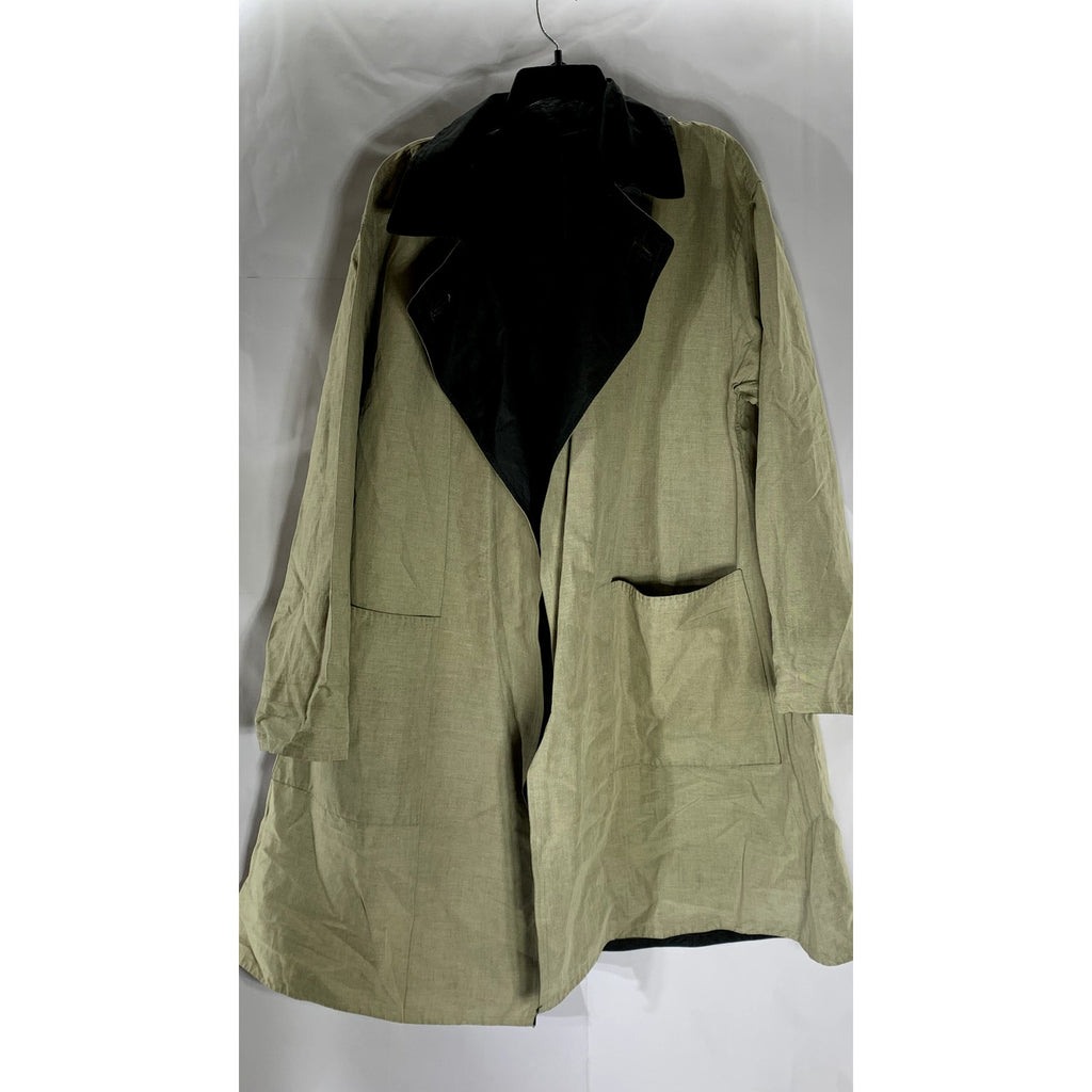 DANA BUCHMAN Women's Vintage Tan-Black Linen-Blend Asymmetrical Coat SZ 8