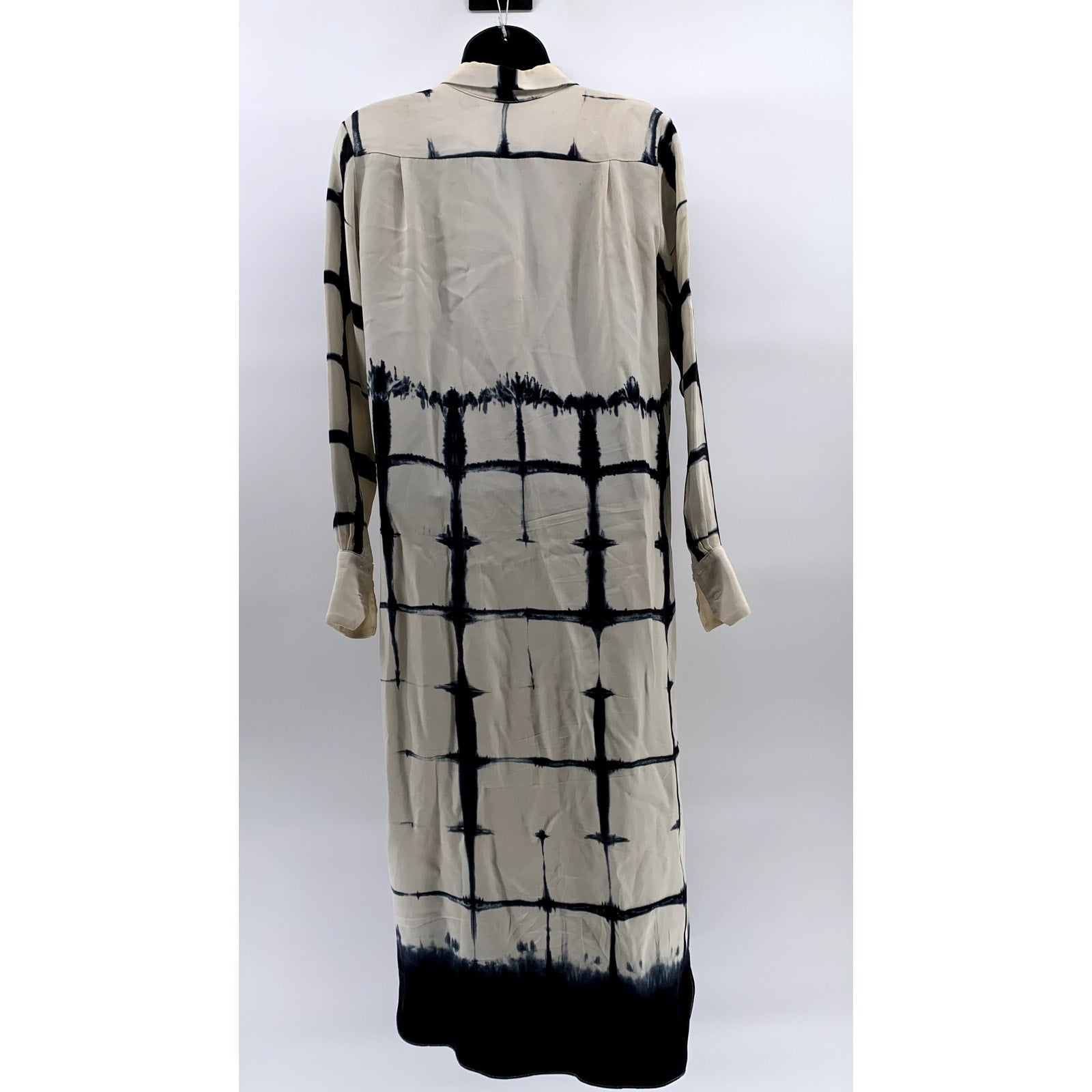 ADAM LIPPIES Women's Beige-Black Silk Printed Button-Up Tunic Top SZ 0