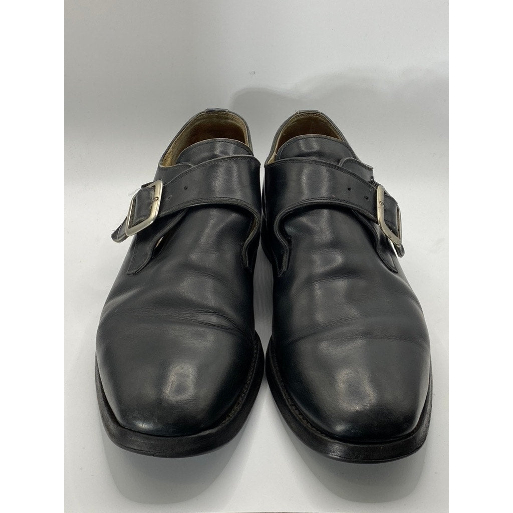 BARNEYS NEW YORK Men's Vintage Black Leather Round-Toe Monk Strap Loafer 8.5