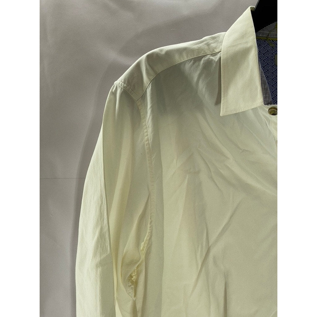 TED BAKER LONDON Men's Off-White Regular Fit Button-Up Long Sleeve Shirt SZ 4(L)
