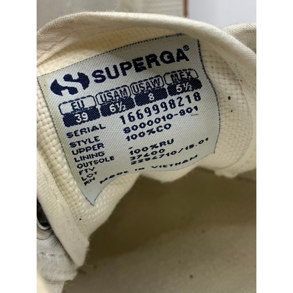 SUPERGA Unisex White Canvas Classic Sneakers SZ M6.5/W8
