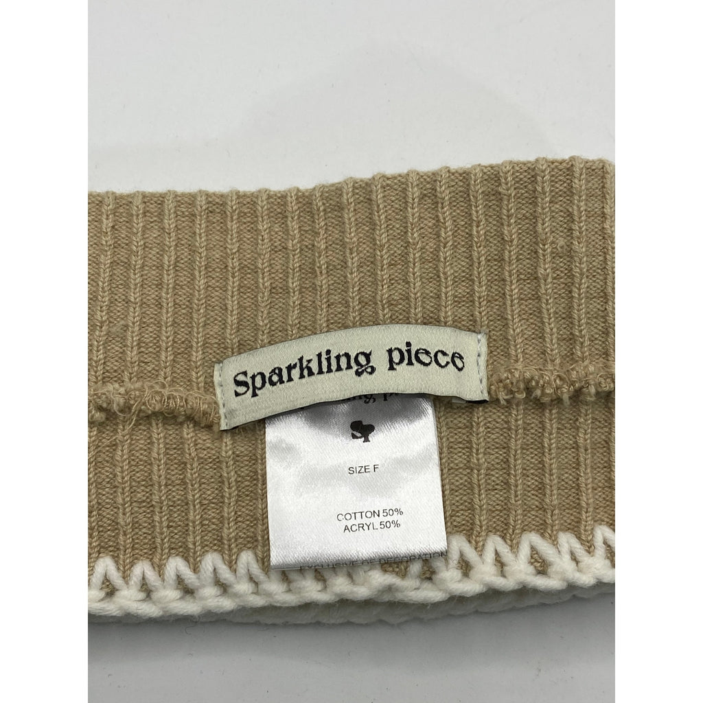 SPARKLING PIECE Women's Beige-White Patch Embroidered Headband SZ OS