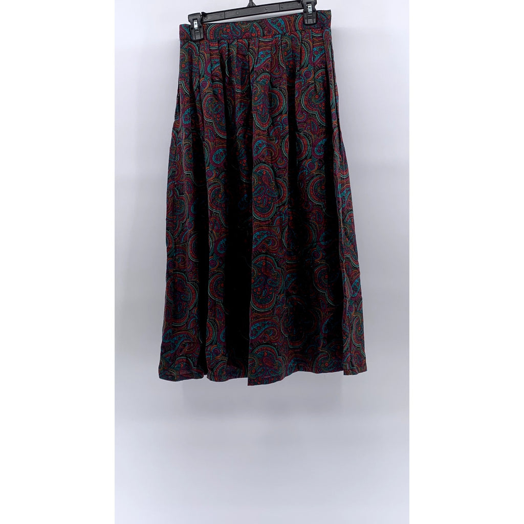 WHITNEY BROOKS Women’s Multicolor Paisley Print  Pleated A-Line Skirt SZ 12