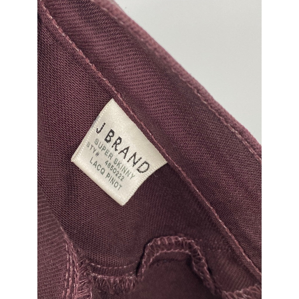 J BRAND Women's Burgundy Coated Super Skinny Lacq Pinot Jeans SZ 27