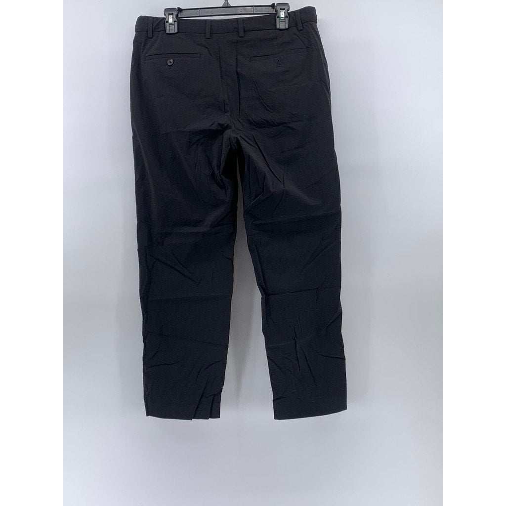 GIORDANO Men's Black Solid Straight-Leg Regular-Fit Pants SZ 34