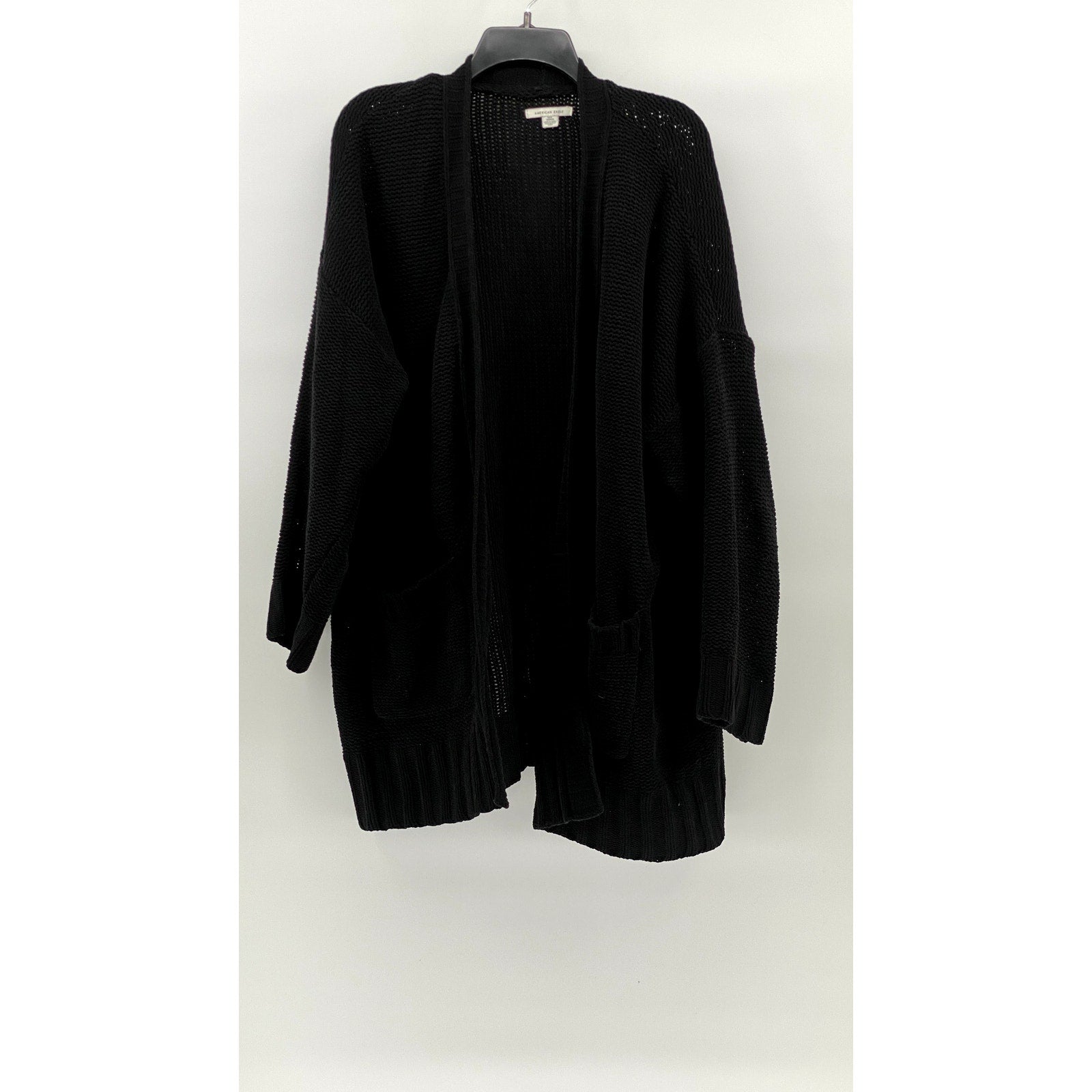 AMERICAN EAGLE Women's Black Knit Open-Front Long Sleeve Cardigan SZ XS/S