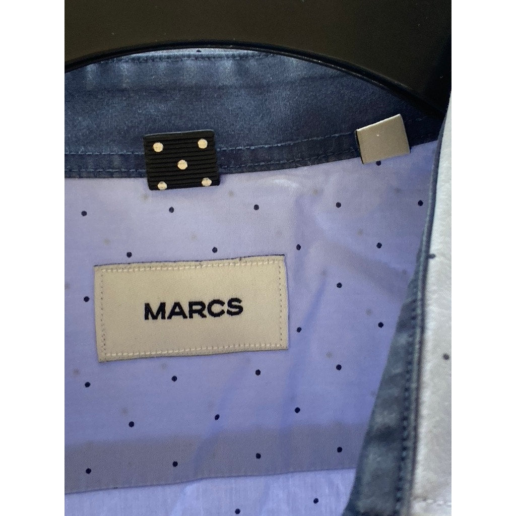 MARCS Men's Light Blue Micro Dot Regular Fit Button-Up Long Sleeve Shirt SZ M
