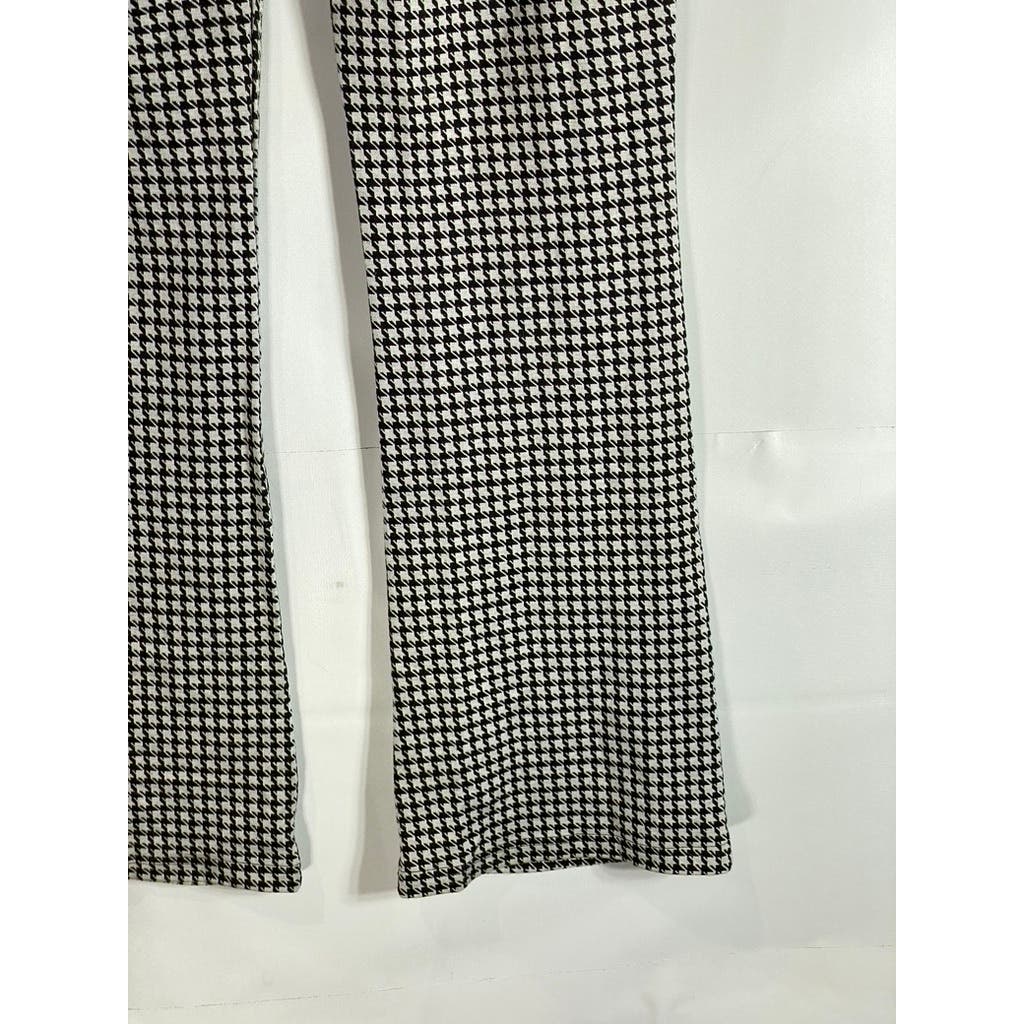 CIDER Women's Black/White Lady Houndstooth Mid-Rise Wide-Leg Pants SZ S(US4)