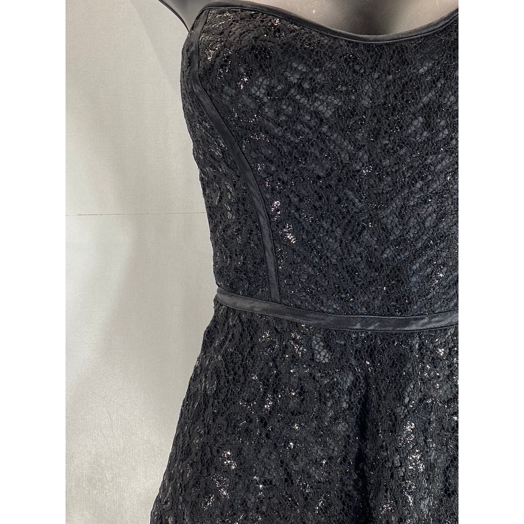 PARKER Women's Black Lace Strapless Fit & Flare Mini Dress SZ XS
