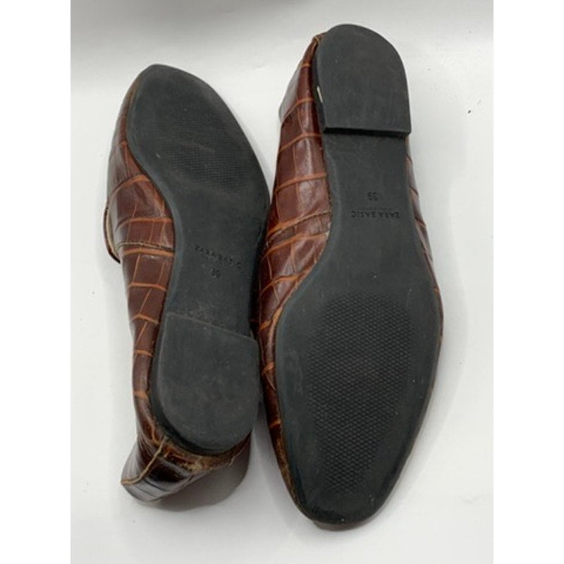 ZARA Basic Collection Women's Brown Snake Print Loafers SZ 39