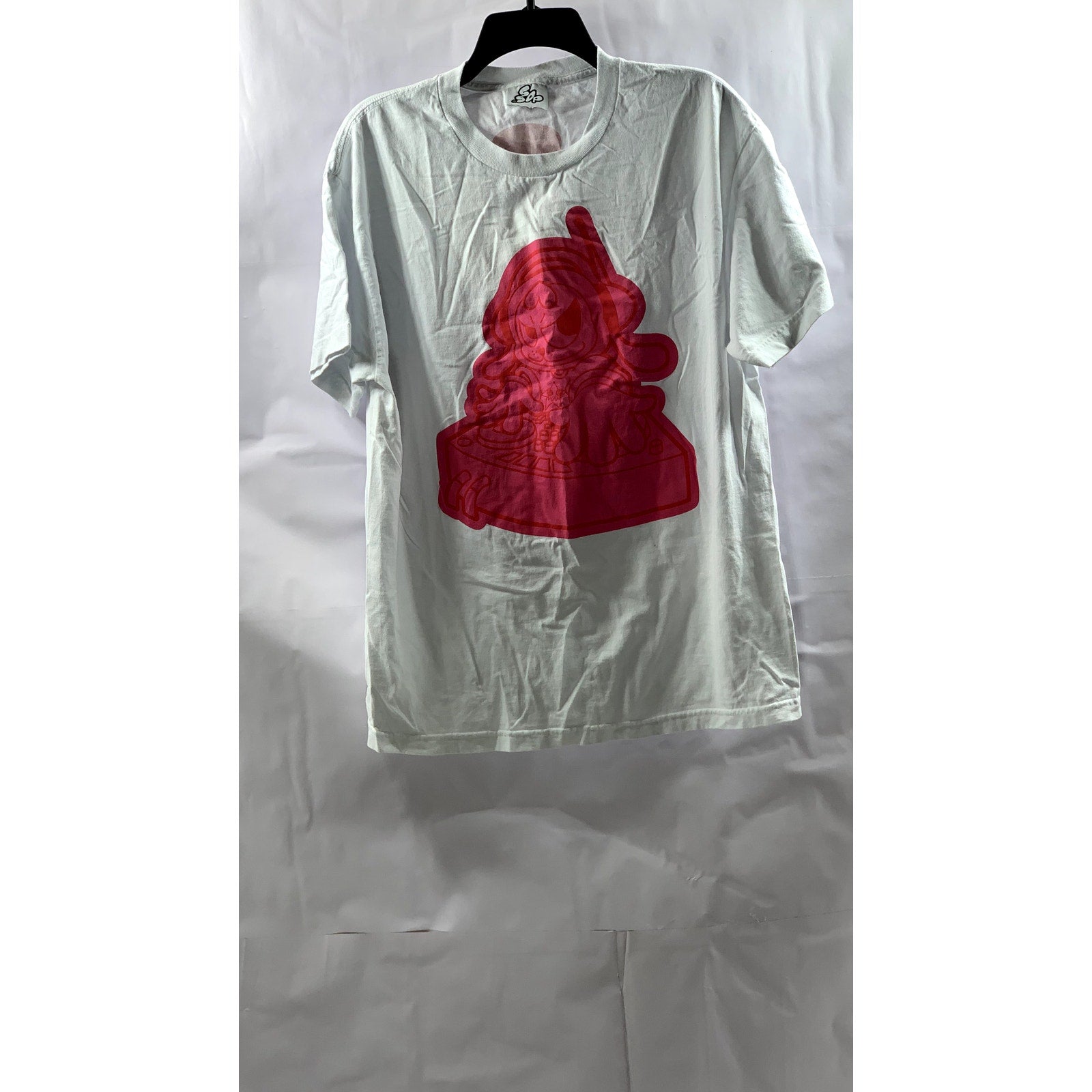 SSOP Men's White-Red DJ Graphic Crewneck Short Sleeve T-Shirt SZ L