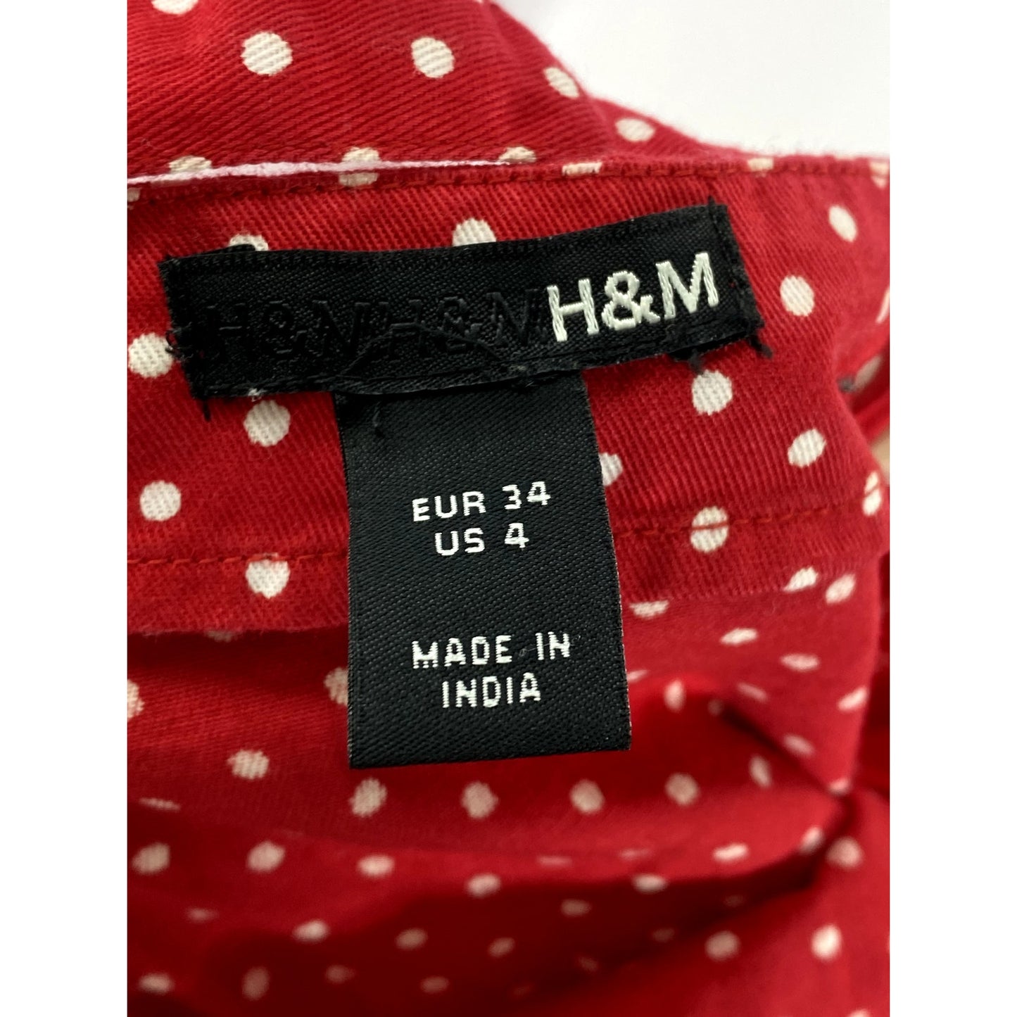 H&M Women's Red-White Polka Dot Belted A-Line Mini Skirt SZ 4