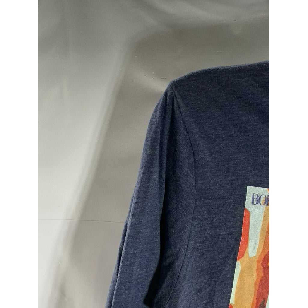 BELLA+CANVAS Unisex Blue Heather CVC Graphic Long Sleeve Crewneck T-Shirt SZ S