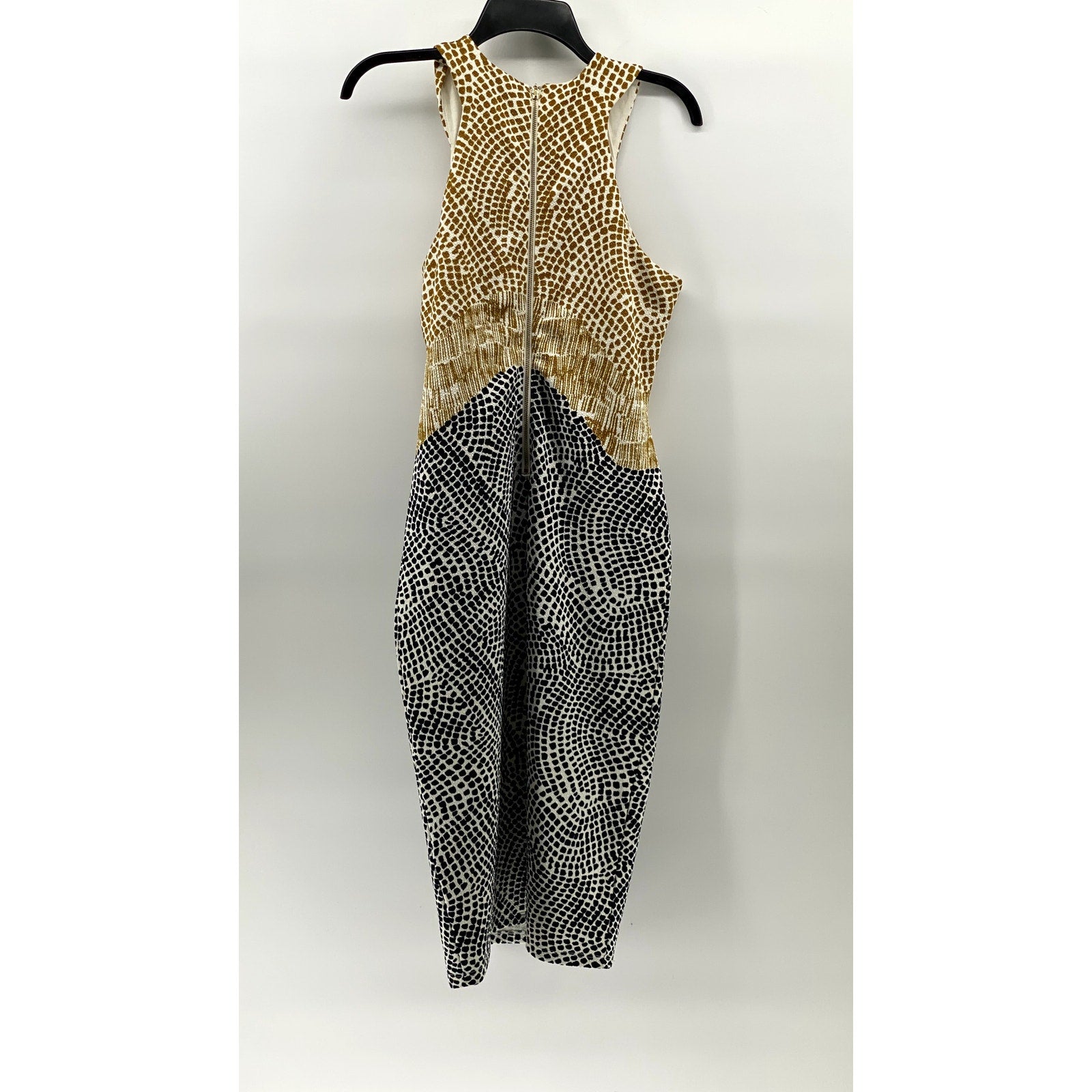 H&M Women's Square Print Textured Crewneck Sleeveless Bodycon Midi Dress SZ M
