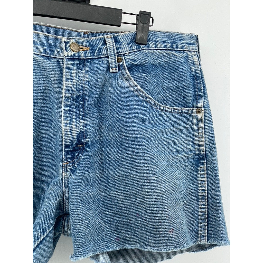WRANGLER Women's Medium Wash Blue Cutoff Regular-Fit Shorts SZ 34