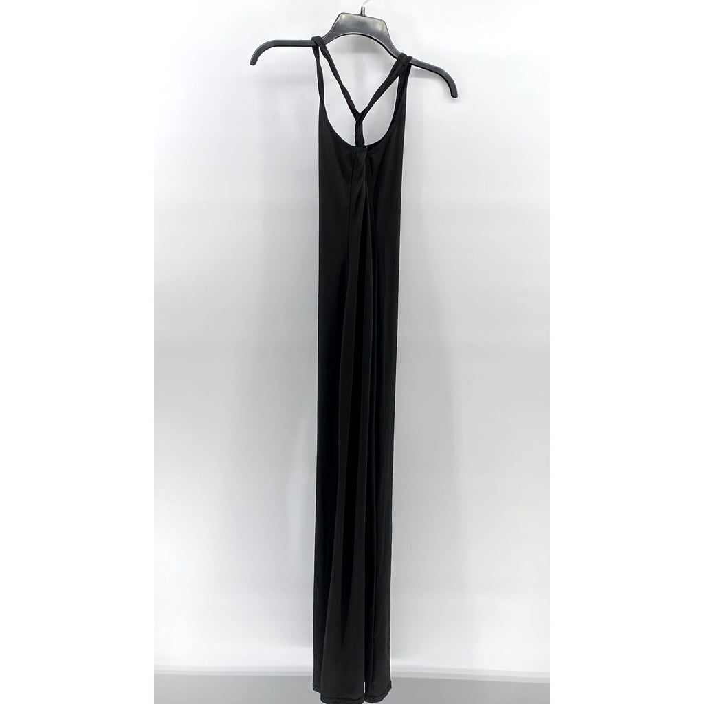 UNBRANDED Women's Black Solid Scoop-Neck Cross-Back Flare Jumpsuit SZ S