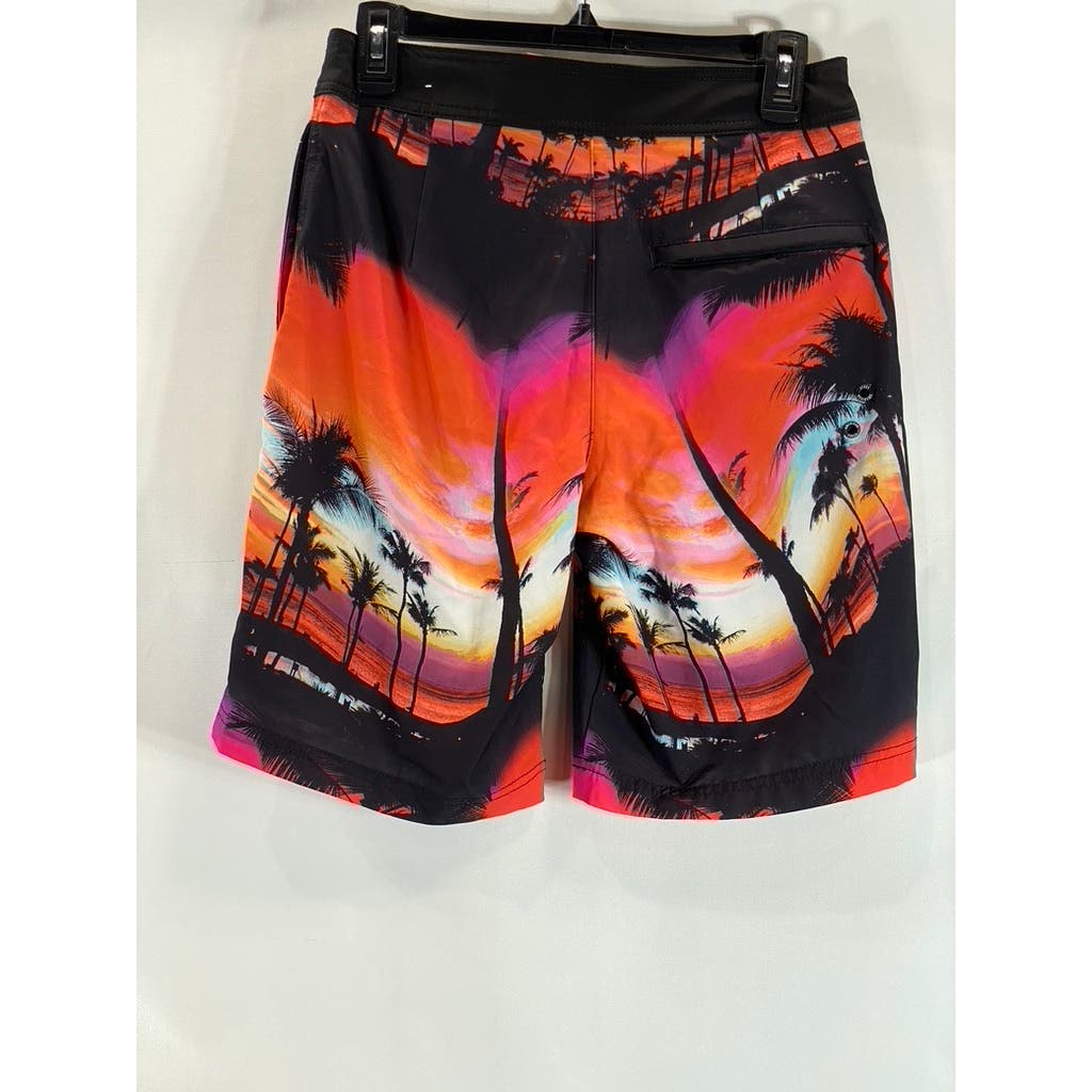 AMERICAN EAGLE Men's Red Tropical Print Drawstring Pull-On Board Shorts SZ XS