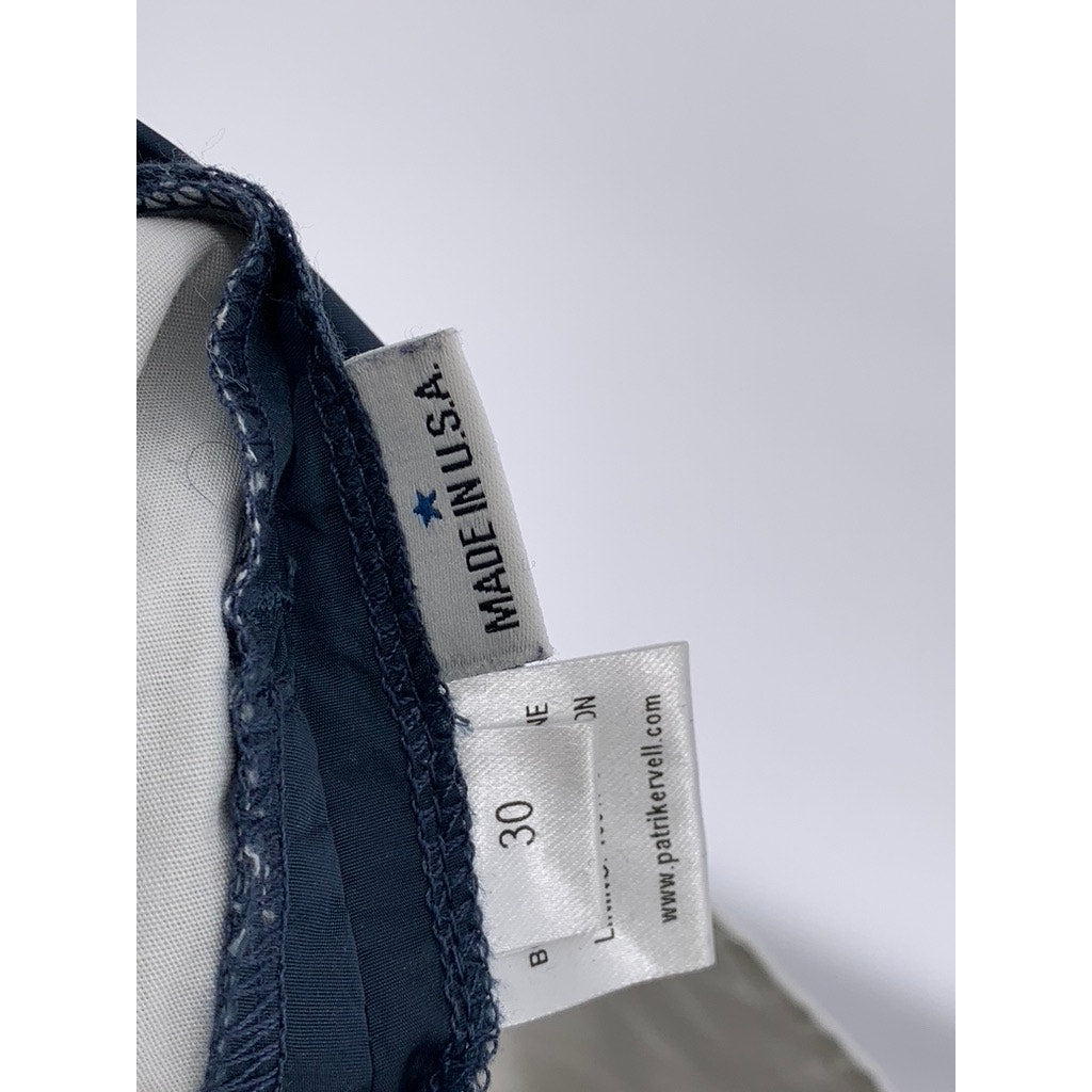 PATRIK ERVELL Men's Navy Solid Cuffed-Hem Deep Pleat Casual Shorts SZ 30