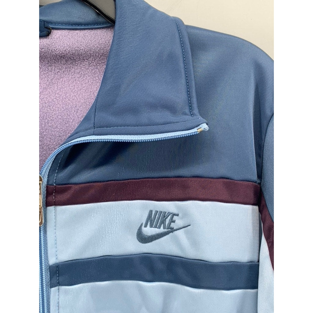 NIKE Men's Vintage 80's Blue Stand Collar Long Sleeve Zip-Up Track Jacket SZ M