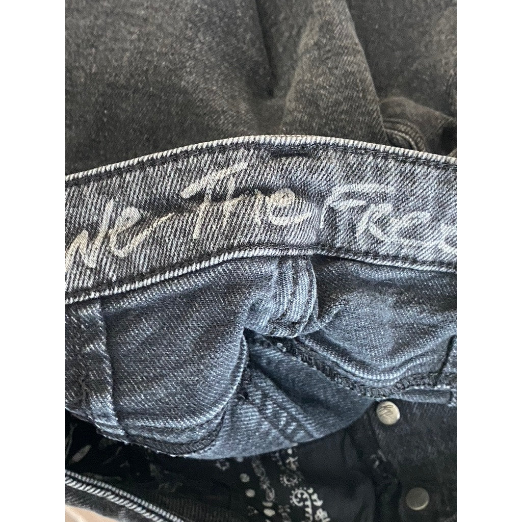 WE THE FREE Women's Black Avery Denim Raw-Hem Cut-Off Bermuda Shorts SZ 27