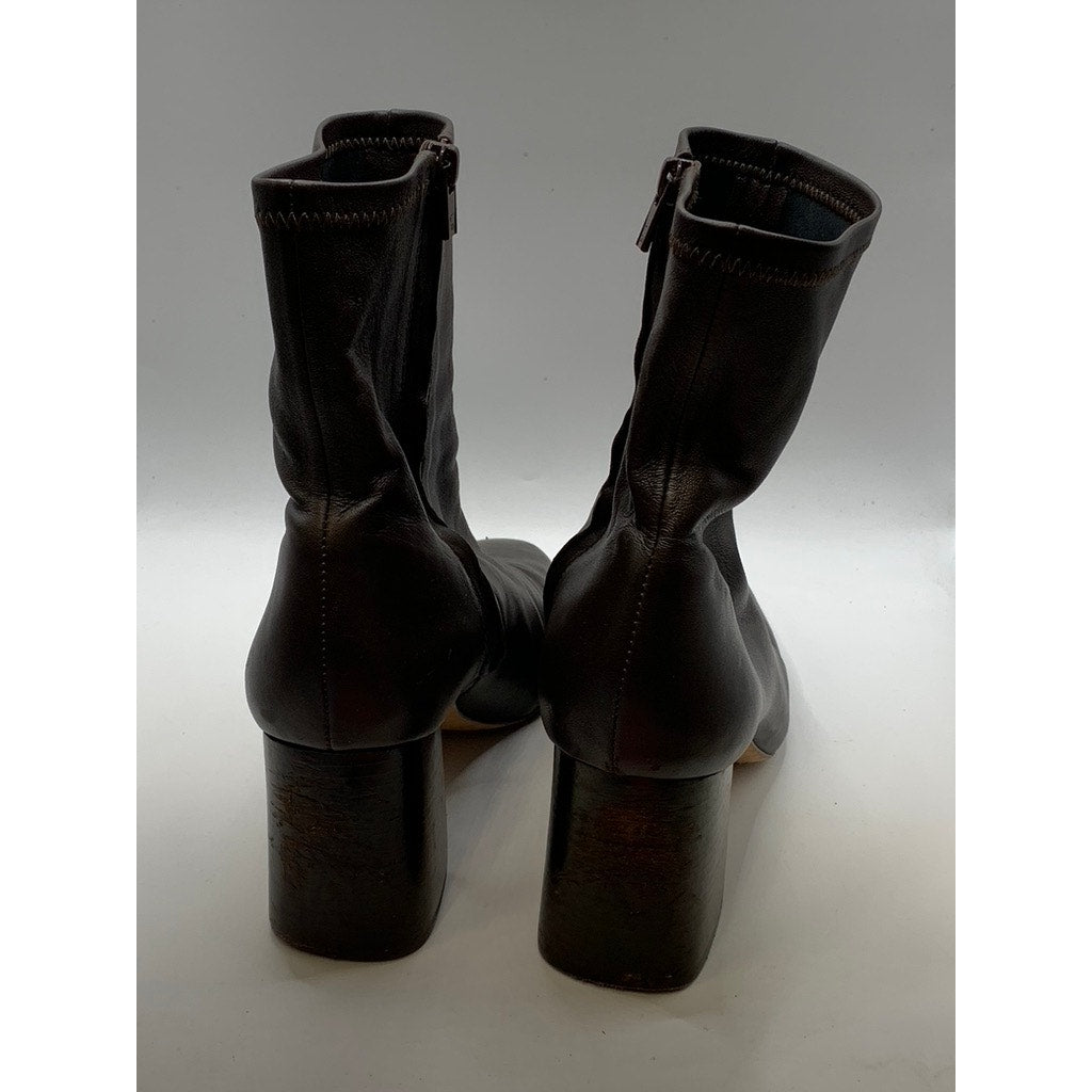 LOEFFLER RANDALL Women's Brown Leather Heeled Mid Boots SZ 8.5