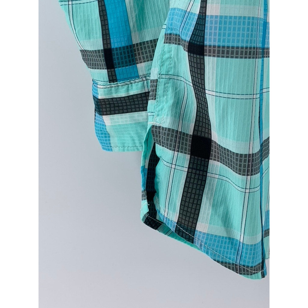 COLUMBIA Men's Blue Plaid PFG Button-Up Long Sleeve Shirt SZ S