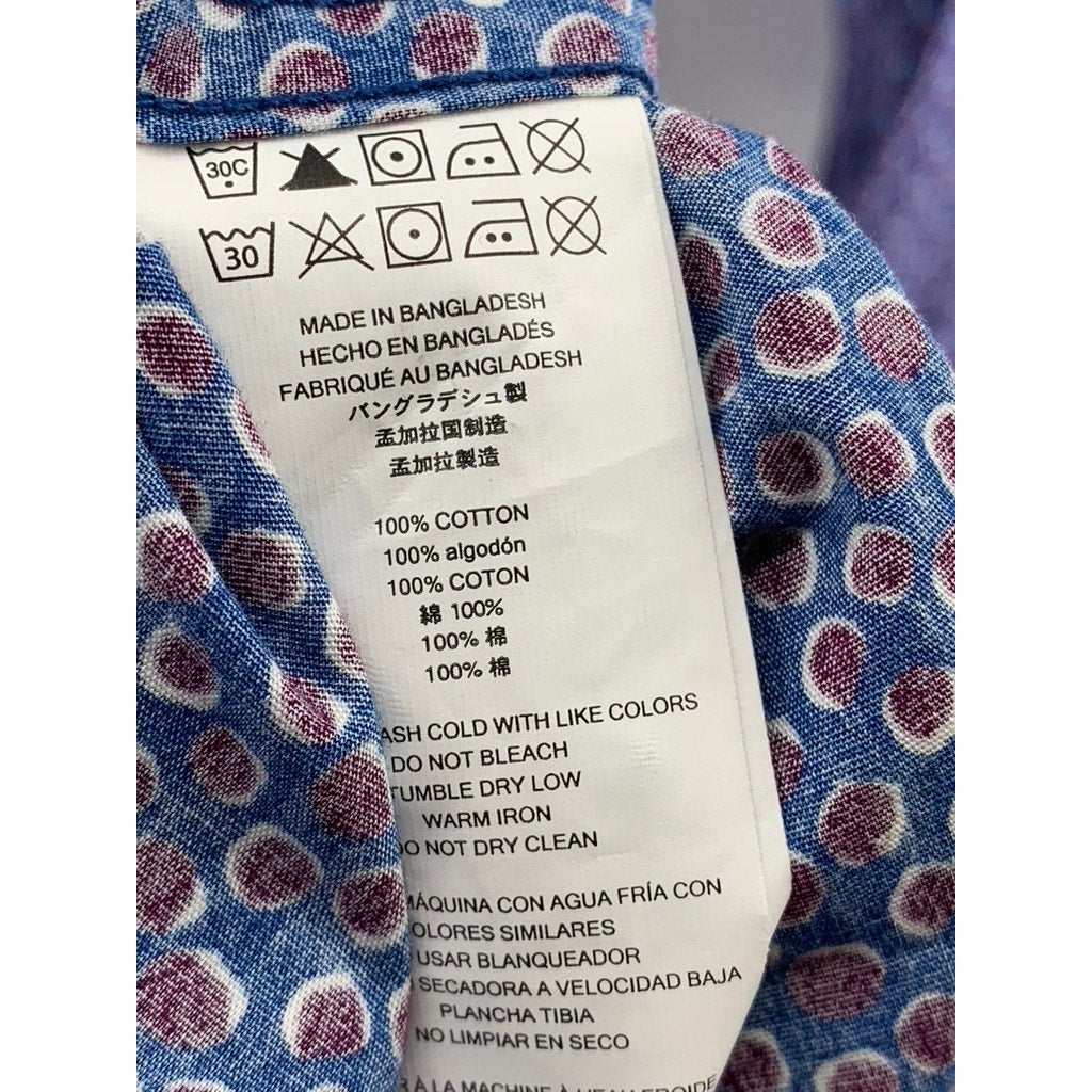 MICHAEL KORS Men's Blue Printed Classic Fit Button-Up Shirt SZ XXL