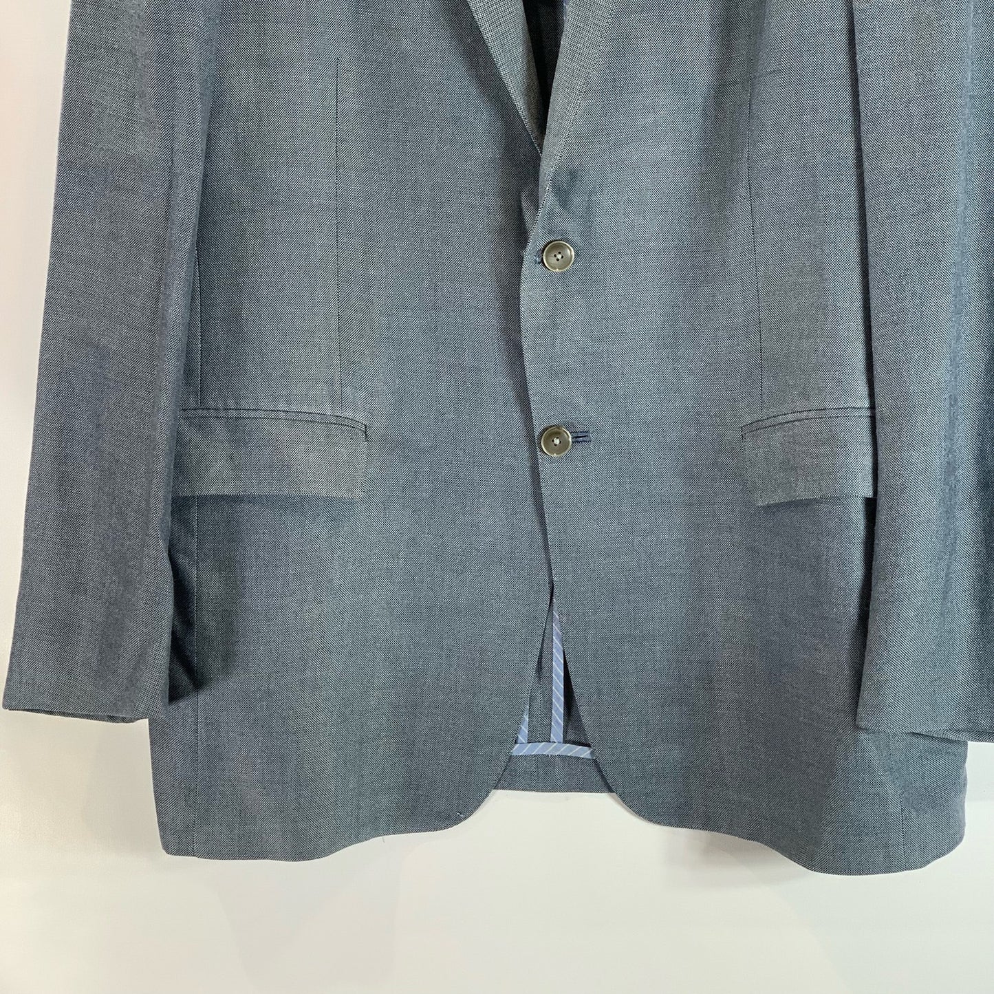 HART SCHAFFNER MARX Men's Blue Textured Two-Button Long Sport Coat SZ 44L