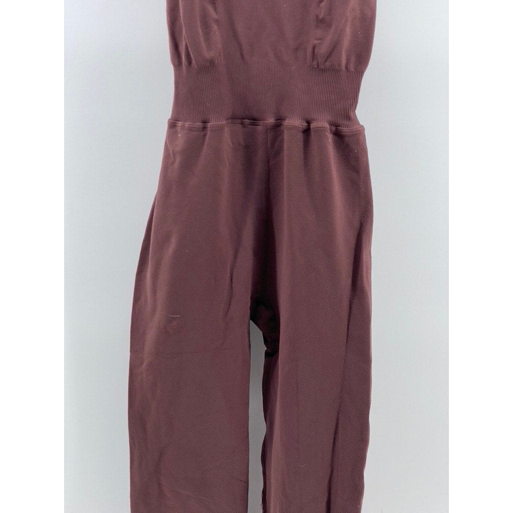 REFORMER Women's Brown Fitted Scoop-Neck Pilates Cutout-Back Jumpsuit SZ XS