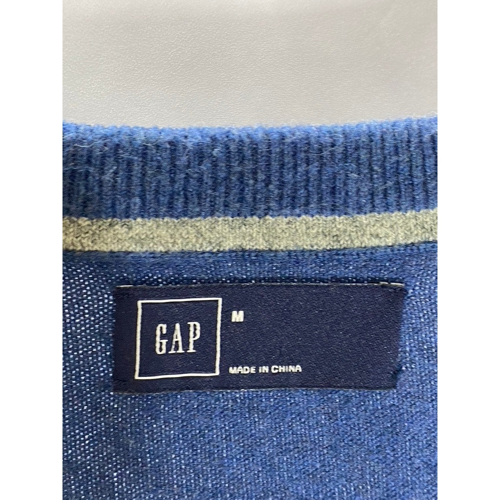 GAP Men's Midnight Blue Regular-Fit New Cotton Crewneck Pullover Sweater SZ M