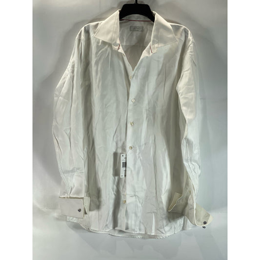 ETON Men's White Contemporary-Fit Signature Twill French Cuff Dress Shirt SZ17.5