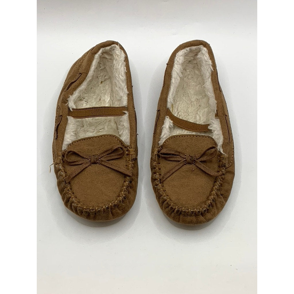 UNBRANDED Little Girls' Tan Faux-Fur Moccasin Slippers SZ 11