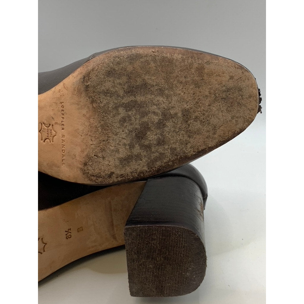 LOEFFLER RANDALL Women's Brown Leather Heeled Mid Boots SZ 8.5