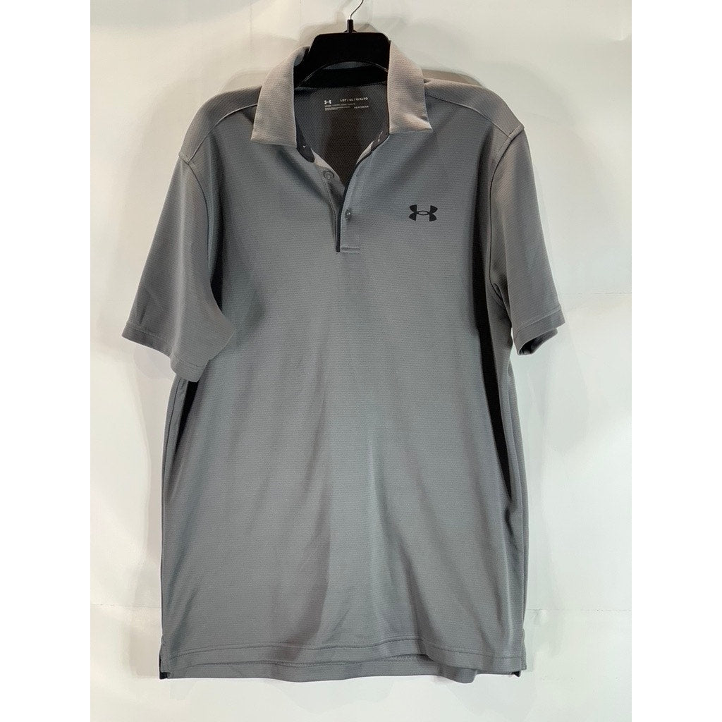 UNDER ARMOUR Men's Graphite/Black Tall Heatgear Loose Tech Polo Shirt SZ L/T