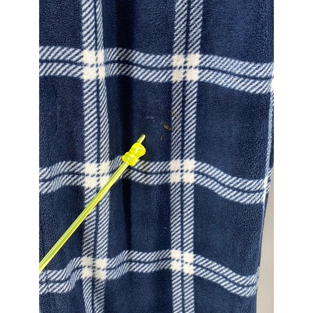 LUCKY BRAND Men's Dark Blue Checkered Fleece Relaxed-Fit Pajama Pants SZ M