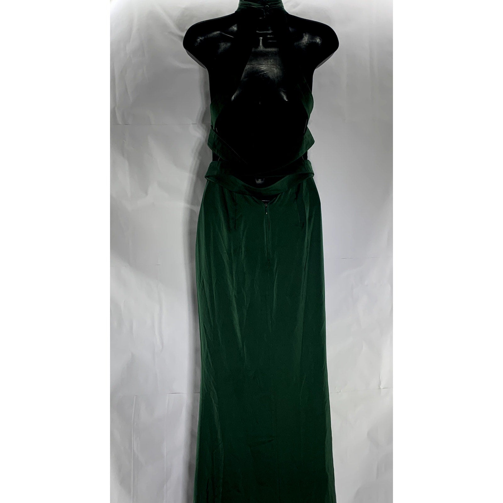 NBD Women's Dark Green Everett Open-Back Side Slit Halter Maxi Dress SZ XS