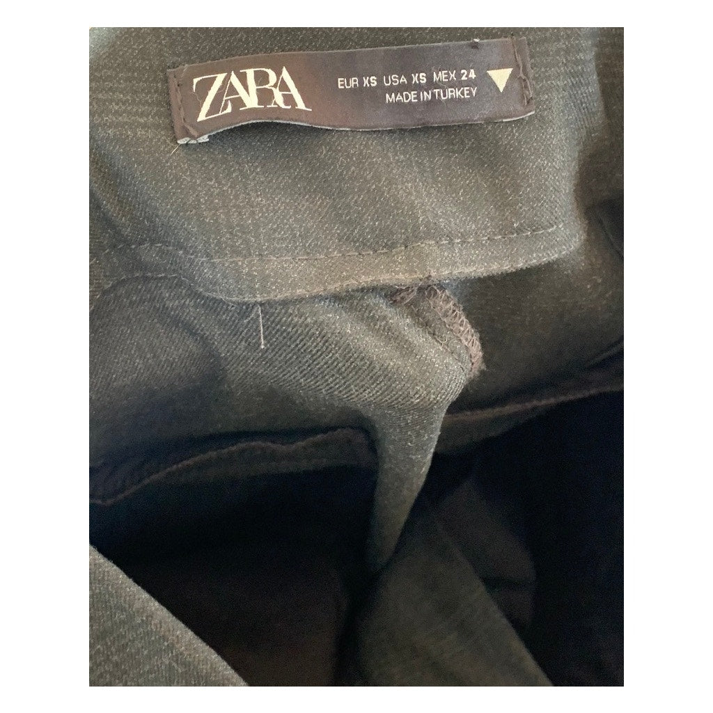 ZARA Women's Black Checkered Tapered Pleated Trousers SZ XS