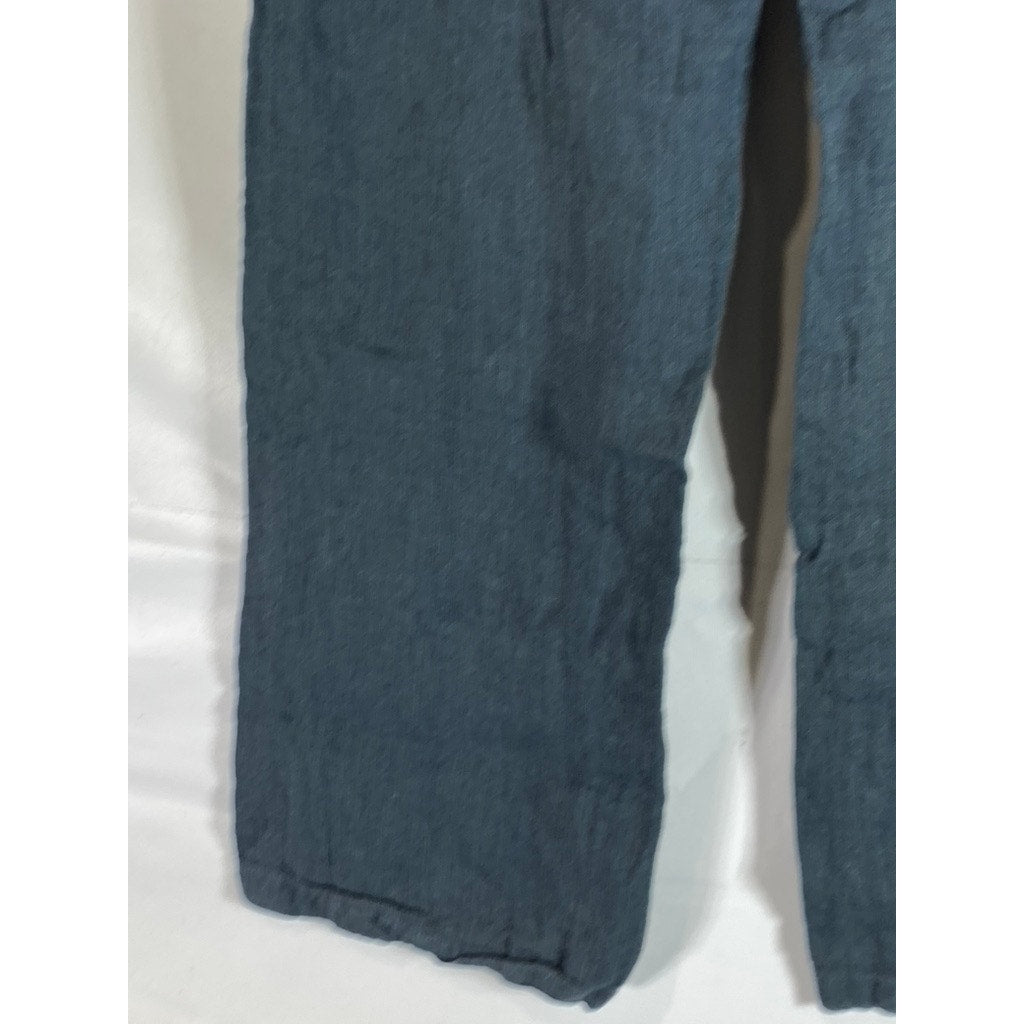 SUSANNA DAVIS Women's Blue Pure Linen Wide-Leg Pant SZ S