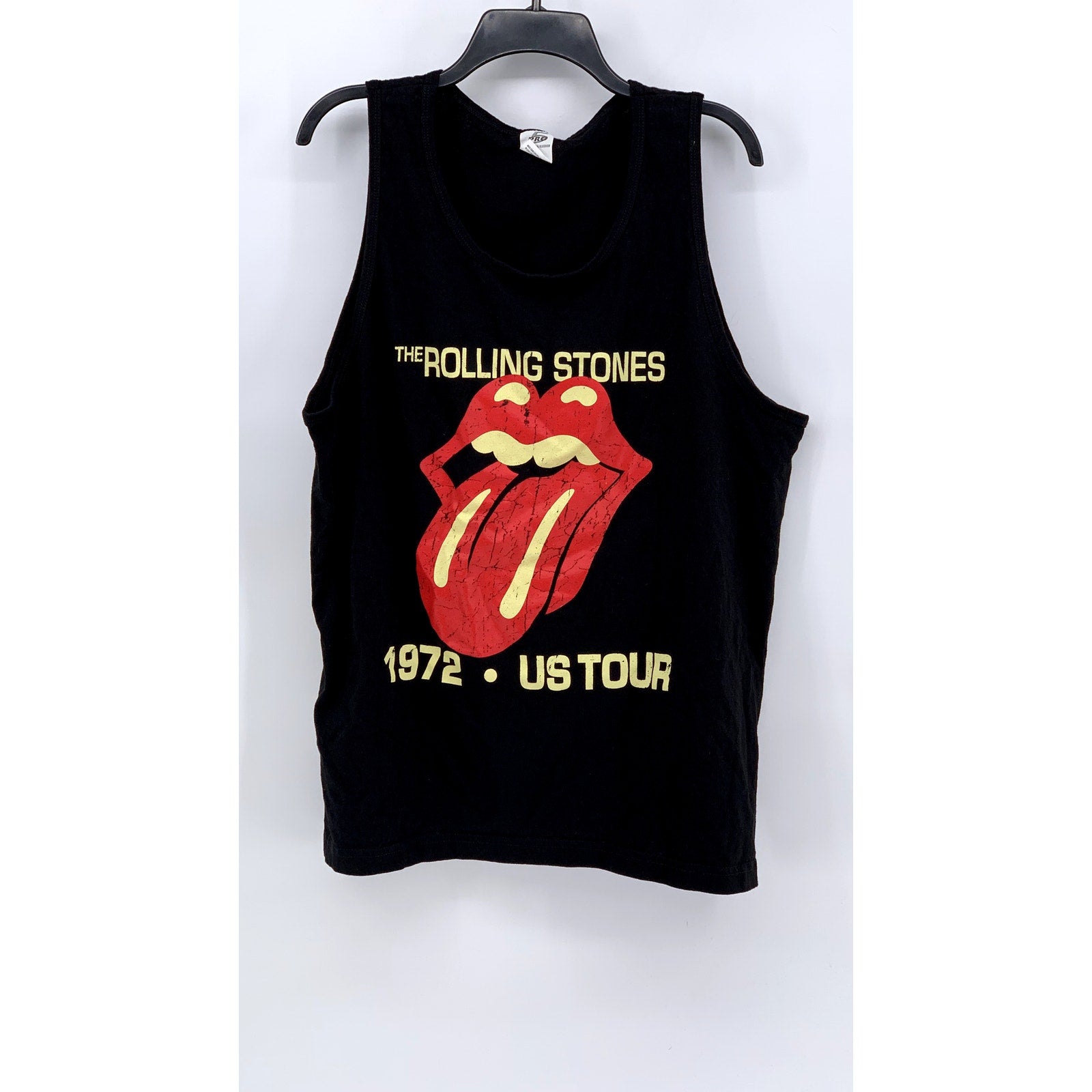 PRO 5 Men's Black-Red Rolling Stones 1972 Graphic Scoop-Neck Tank SZ L