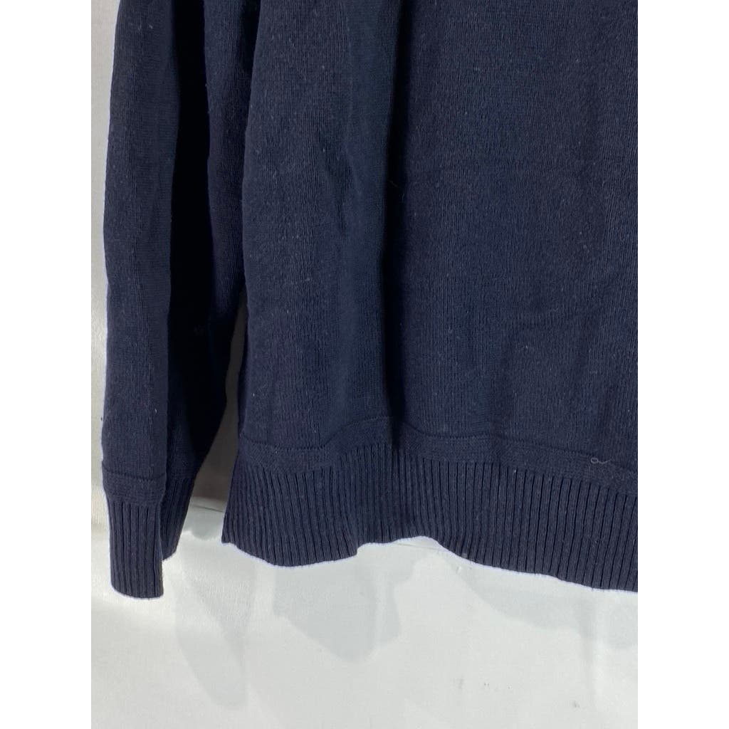 AMERICAN EAGLE Men's Navy/Grey Large Stripe Classic-Fit Pullover Sweater SZ L