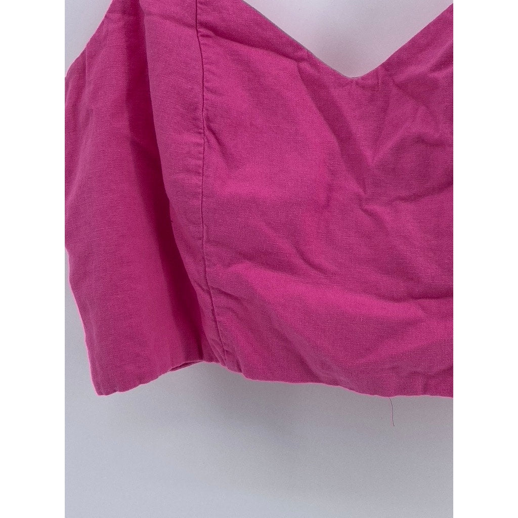 A NEW DAY Women's Pink Linen-Blend Cropped Top SZ XL