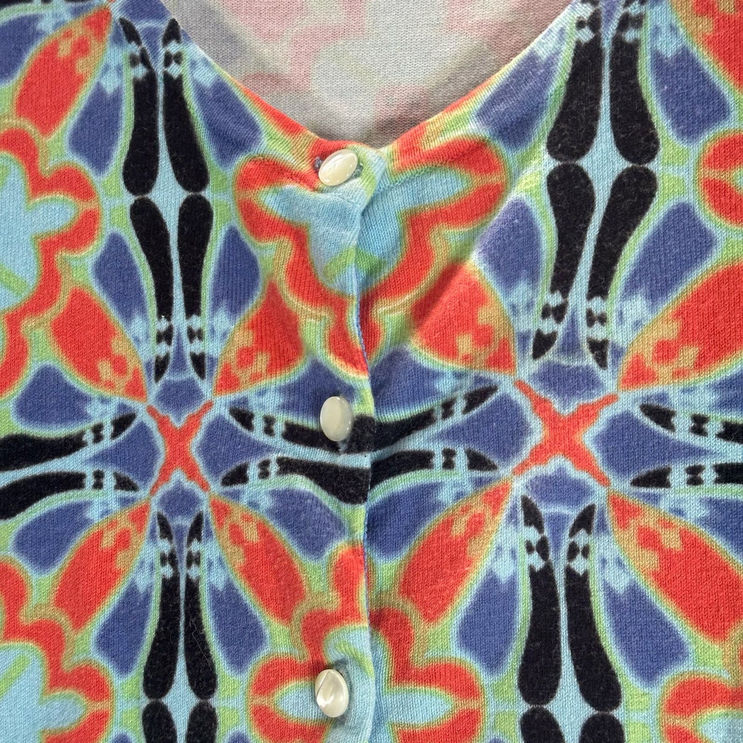 J. MCLAUGHLIN Women's Multi Mosaic Print Button-Up Cardigan Sweater SZ M