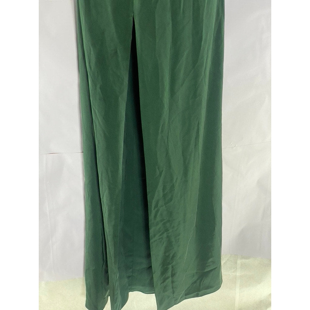 NBD Women's Dark Green Everett Open-Back Side Slit Halter Maxi Dress SZ XS