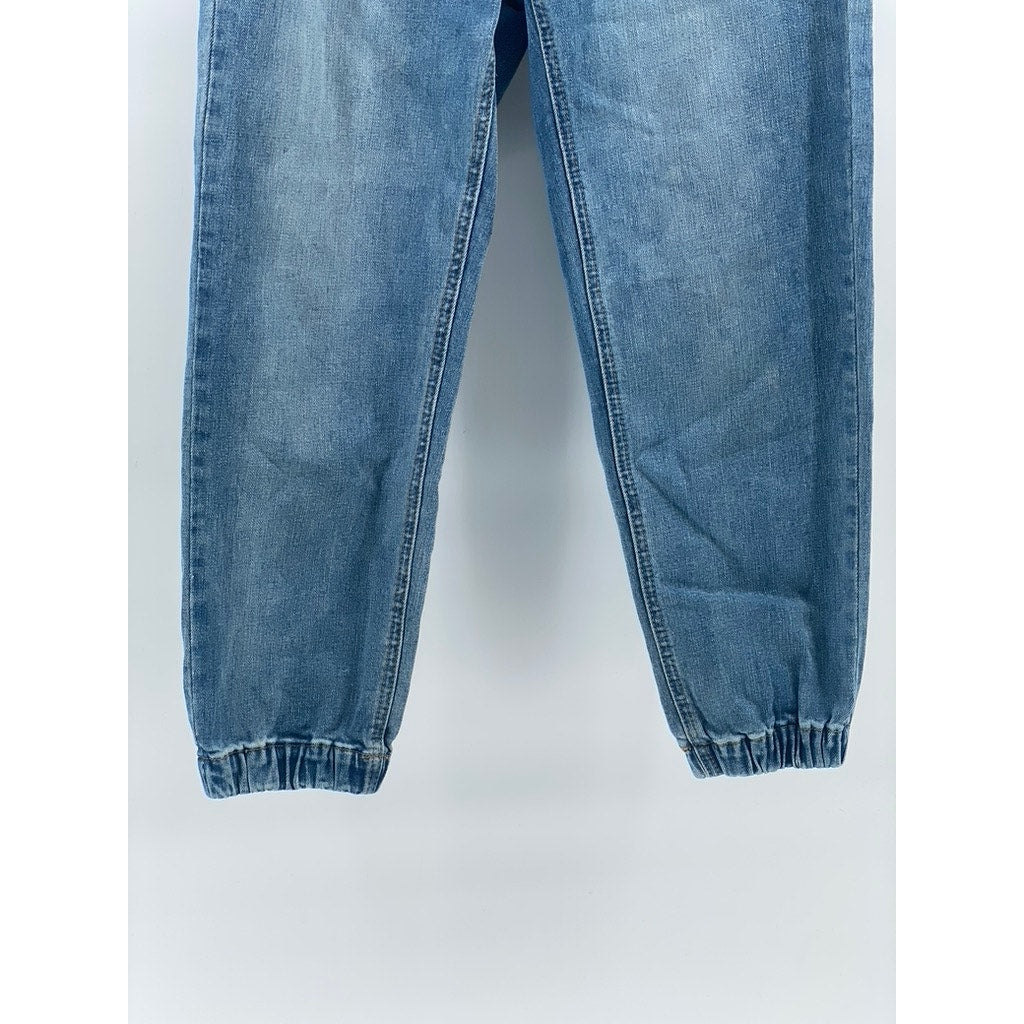 URBAN REVIVO Women's Medium Wash Blue Denim Chain Five-Pocket Jogger Jeans SZ 2