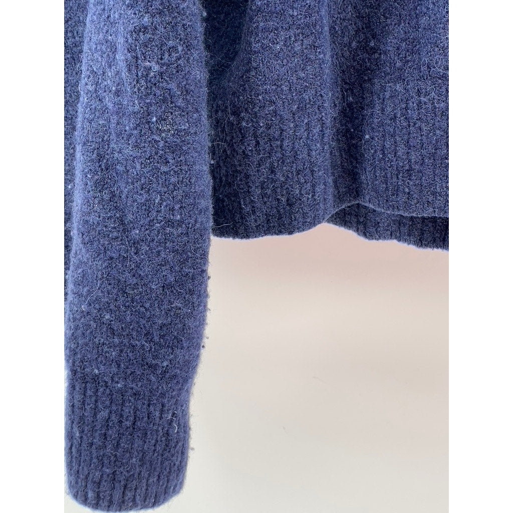 & OTHER STORIES Women's Navy Wool-Blend Knit Mock-Neck Sweater SZ S