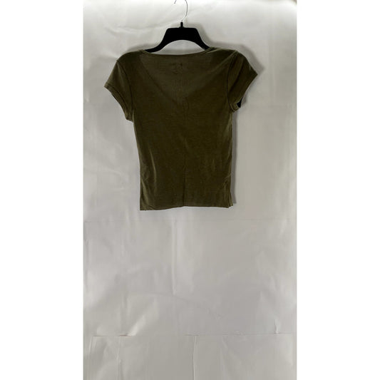 OLD NAVY Women's Army Green Perfect Short Sleeve Casual Henley Top SZ M