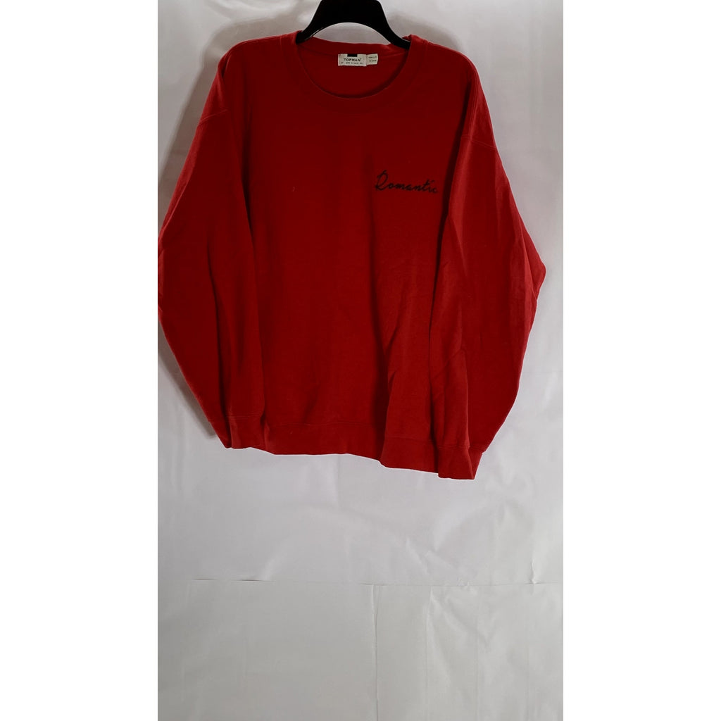 TOPMAN Women's Red Romantic Graphic Crewneck Pullover Sweatshirt SZ L